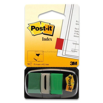 Samolepicí plastové záložky 3M Post-it Index, 43,2 x 25,4 mm, 50 lístků, zelené