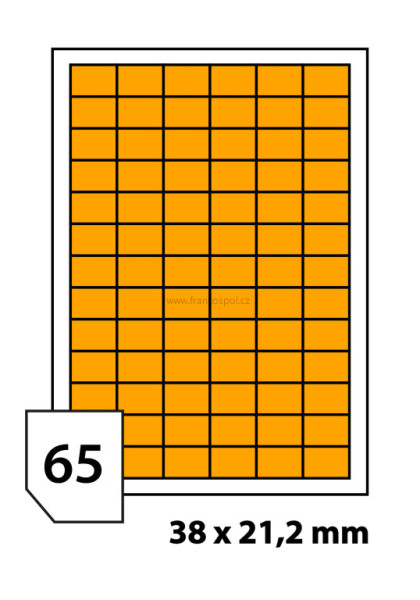 Print etikety 38x21,2 mm fluorescentní oranžové