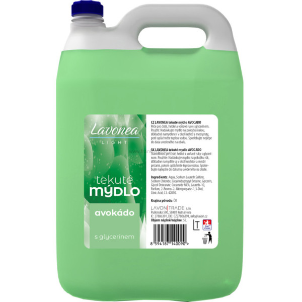 Tekuté mýdlo LAVONEA Light, 5 l, Avokádo