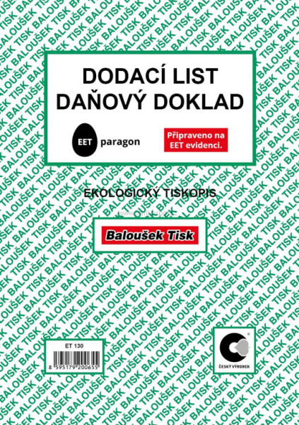 Dodací list - daňový doklad EET, A5