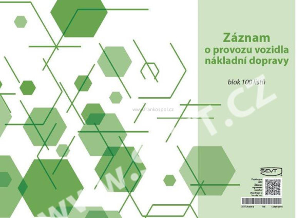 Záznam o provozu vozidla nákladní dopravy SEVT, A4, 100 listů