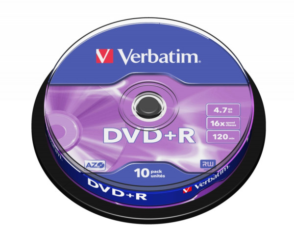 DVD+R Verbatim AZO Matt Silver 4.7GB 16x, cake box 10 ks