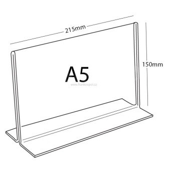 Plexi stojánek "T", A5, na šířku