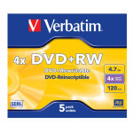 DVD+RW Verbatim SERL Matt Silver 4.7GB 4x, jewel box 1 ks