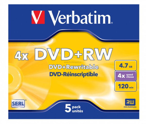 DVD+RW Verbatim SERL Matt Silver 4.7GB 4x, jewel box 1 ks