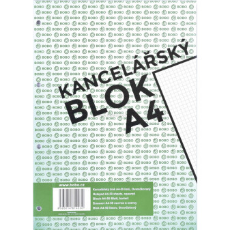 Kancelářský blok BOBO s děrováním, A4, čtverečkovaný