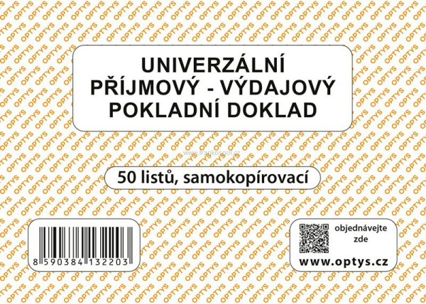 Univerzální pokladní doklad A6, samopropisovací, 50 listů