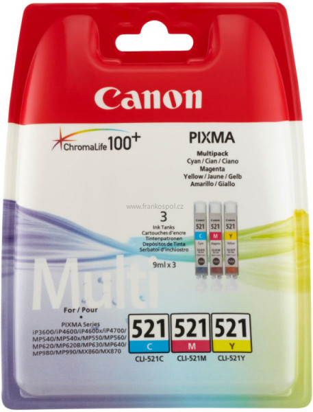 Cartridge CANON CLI-521CMY CMY pack, originální