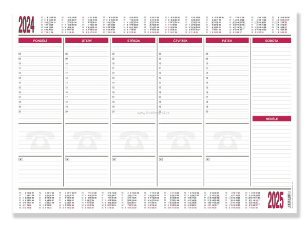 Stolní plánovací blok 24077, týdenní, A2
