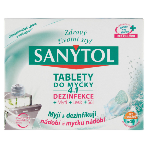 SANYTOL tablety do myčky 4 v 1, 40 ks