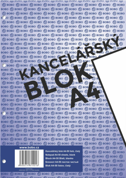 Kancelářský blok BOBO s děrováním, A4, čistý