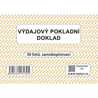 Výdajový pokladní doklad A6, jednoduchý, samopropisovací, 50 listů