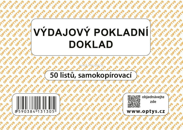 Výdajový pokladní doklad A6, jednoduchý, samopropisovací, 50 listů