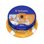 DVD-R Verbatim AZO Wide Inkjet Printable 4.7GB 16x, cake box 25 ks