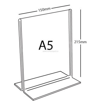 Plexi stojánek "T", A5, na výšku