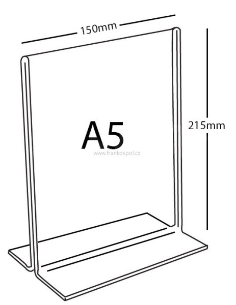 Plexi stojánek "T", A5, na výšku