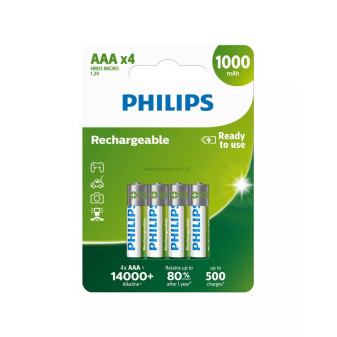 Baterie PHILIPS  R03 (mikrotužková) nabíjecí, 4ks