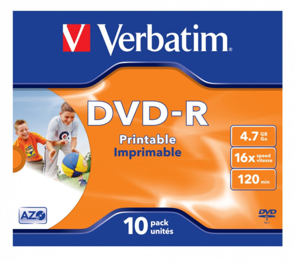 DVD-R Verbatim AZO Wide Inkjet Printable 4.7GB 16x, jewel box 1 ks