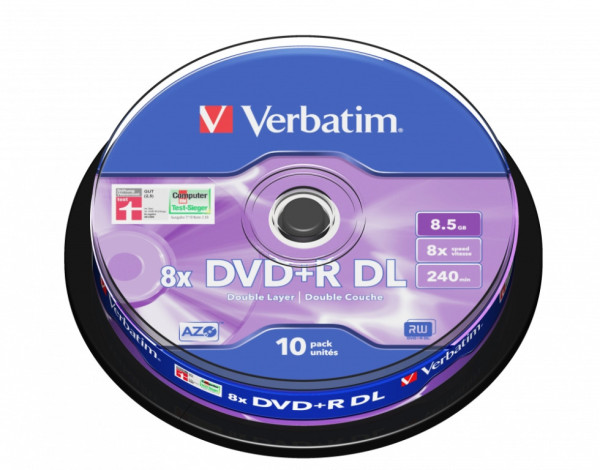 DVD+R Verbatim AZO Double Layer 8.5GB 8x, cake box 10 ks