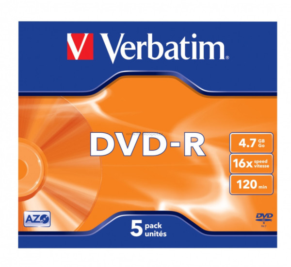 DVD-R Verbatim AZO Matt Silver 4.7GB 16x, jewel box 1 ks