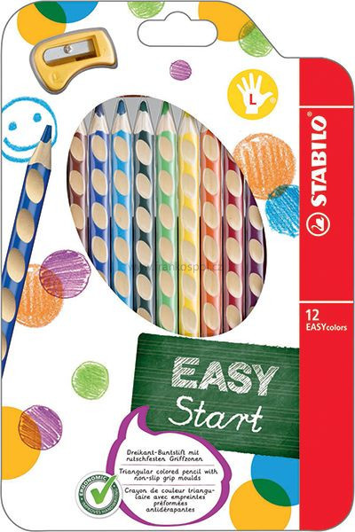 Pastelky STABILO EASY Colors, levák, 12 barev