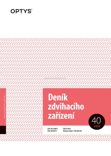 Deník zdvihacího zařízení, A4, 40 listů