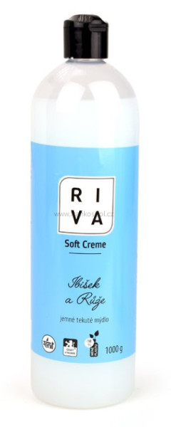 Tekuté mýdlo RIVA Soft creme, 1kg, Ibišek a růže