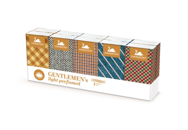 Papírové kapesníčky HARMONY Gentlemen's light perfumed, 3-vrtvé, 10 x 10 ks