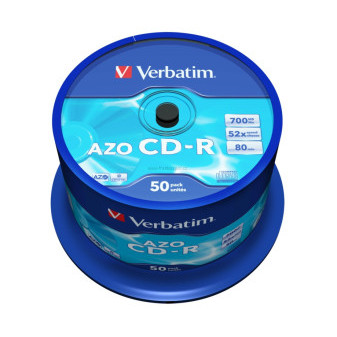 CD-R Verbatim AZO Crystal 700MB 52x, cake box 50 ks