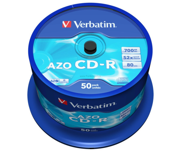 CD-R Verbatim AZO Crystal 700MB 52x, cake box 50 ks