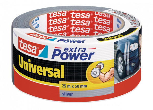 Textilní opravná páska TESA Universal Extra power, 25 m x 50 mm, stříbrná