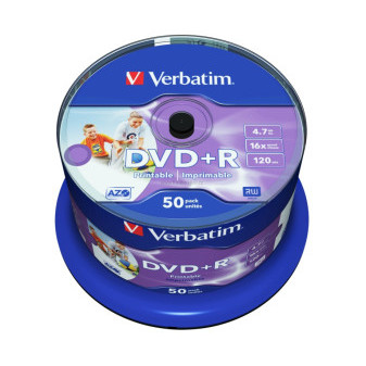 DVD+R Verbatim AZO Wide Inkjet Printable 4.7GB 16x, cake box 50 ks