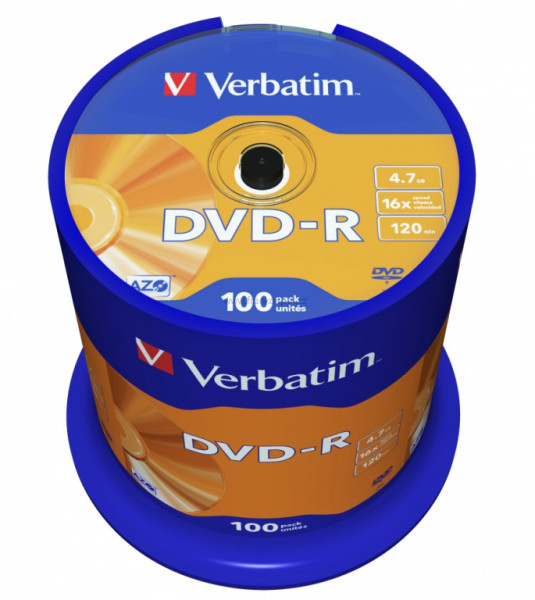 DVD-R Verbatim AZO Matt Silver 4.7GB 16x, cake box 100 ks