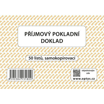 Příjmový doklad A6, jednoduchý, samopropisovací, 50 listů