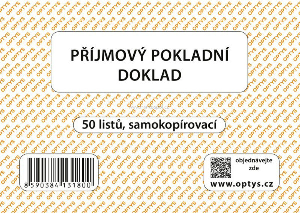 Příjmový doklad A6, jednoduchý, samopropisovací, 50 listů