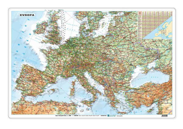 Stolní psací podložka, mapa Evropy