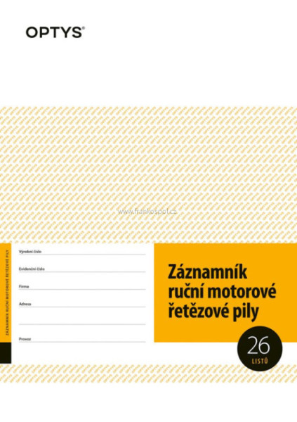 Záznamník ruční motorové pily, A4, 26 listů