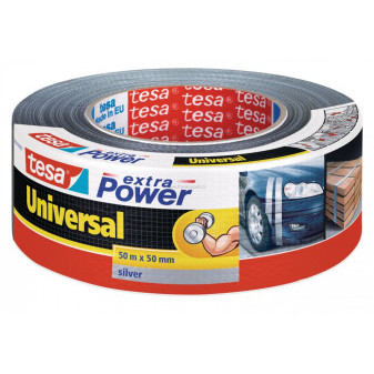 Textilní opravná páska TESA Universal Extra power, 50 m x 50 mm, stříbrná