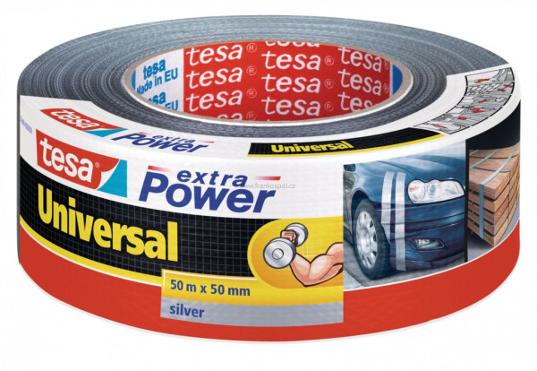 Textilní opravná páska TESA Universal Extra power, 50 m x 50 mm, stříbrná