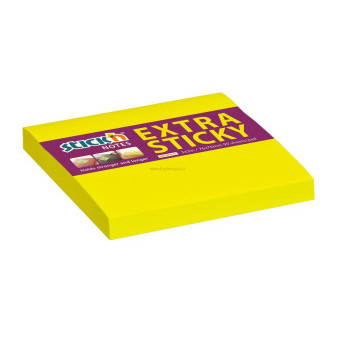 Samolepicí bloček Stick'n by HOPAX Extra Sticky, 76 x 76 mm, 90 lístků, neon žlutý