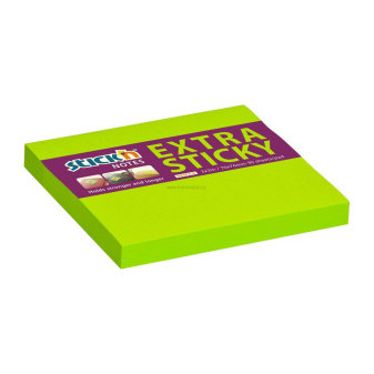 Samolepicí bloček Stick'n by HOPAX Extra Sticky, 76 x 76 mm, 90 lístků, neon zelený