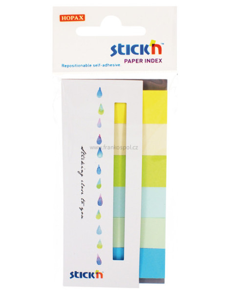 Samolepicí papírové záložky Stick'n by Hopax, 45 x 15 mm, 6 x 30 lístků, letní mix