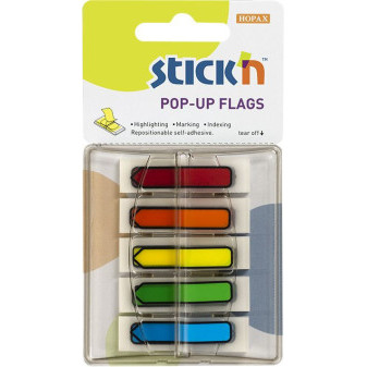 Samolepicí plastové záložky Stick'n by Hopax Pop-Up šipky, 45 x 12 mm, 5 x 30 lístků, neonový mix