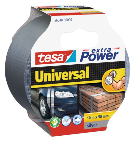 Textilní opravná páska TESA Universal Extra power, 10 m x 50 mm, stříbrná