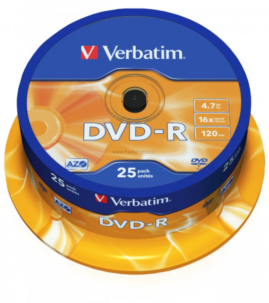 DVD-R Verbatim AZO Matt Silver 4.7GB 16x, cake box 25 ks