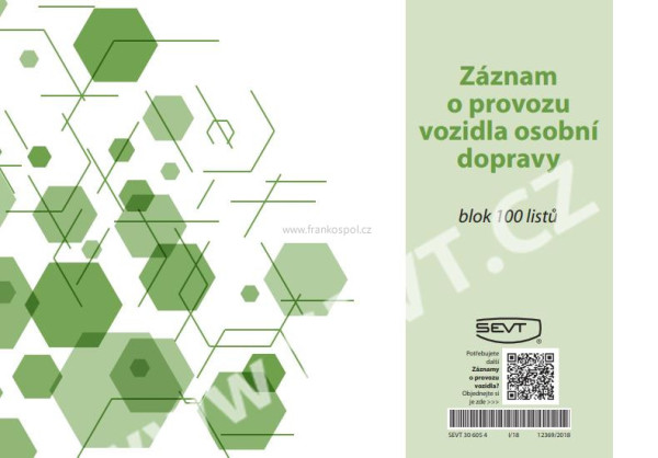 Záznam o provozu vozidla osobní dopravy SEVT, A5, 100 listů