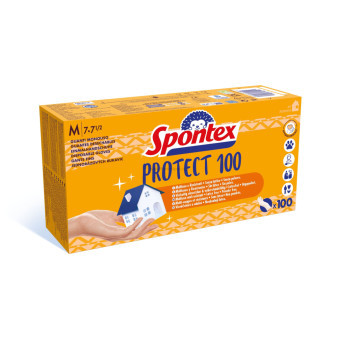 Jednorázové rukavice SPONTEX Protect 100, vinylové, vel. M