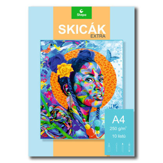 Skicák A4 10 listů lepený EXTRA 250g