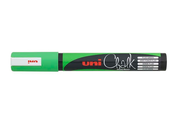 Křídový popisovač UNI Chalk Marker, 1,8-2,5 mm, fluo zelený