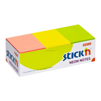 Samolepicí bloček Stick'n by HOPAX, 38 x 51 mm, 12 x 100 lístků, neonový mix